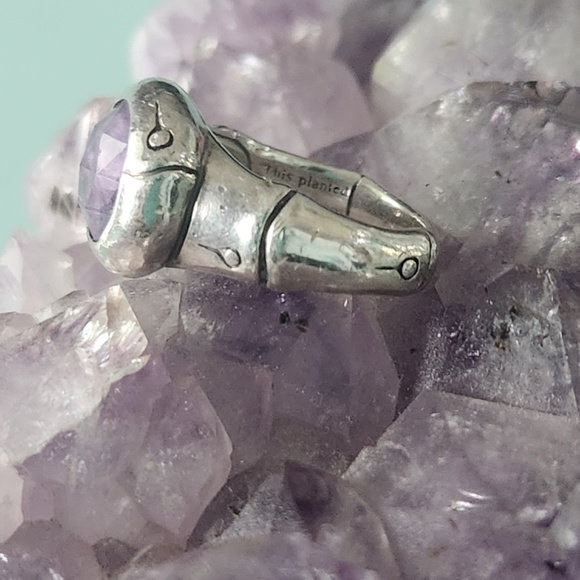 John Hardy Sterling Silver & Amethyst Bamboo Ring, size 7, preloved - Picture 6 of 14